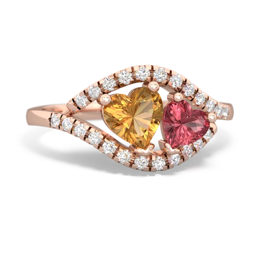 citrine-tourmaline mother child ring