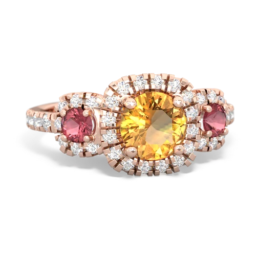 citrine-tourmaline three stone regal ring