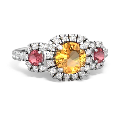 citrine-tourmaline three stone regal ring