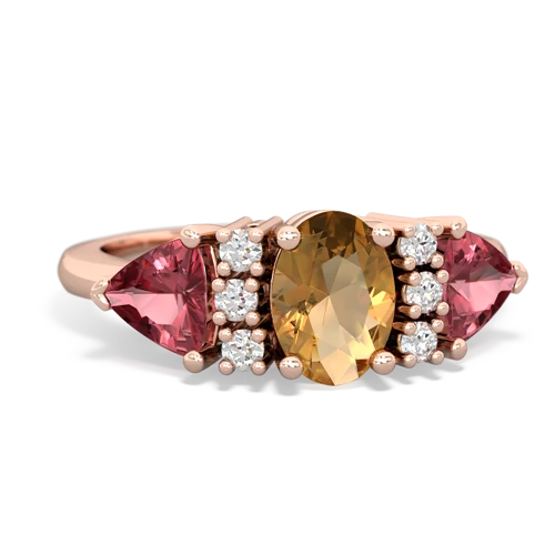 Citrine Genuine Citrine with Genuine Pink Tourmaline and Genuine Black Onyx Antique Style Three Stone ring Ring