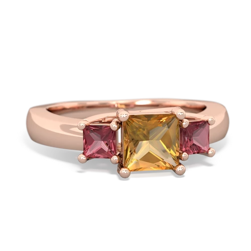 Citrine Genuine Citrine with Genuine Pink Tourmaline and Genuine Black Onyx Three Stone Trellis ring Ring