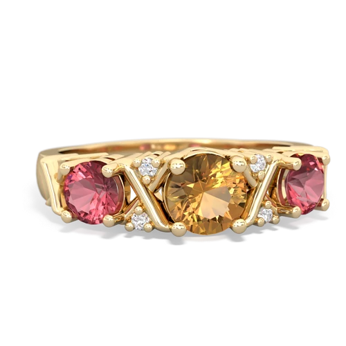 Citrine Genuine Citrine with Genuine Pink Tourmaline and Genuine Swiss Blue Topaz Hugs and Kisses ring Ring