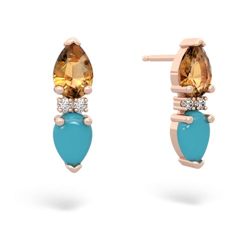 citrine-turquoise bowtie earrings