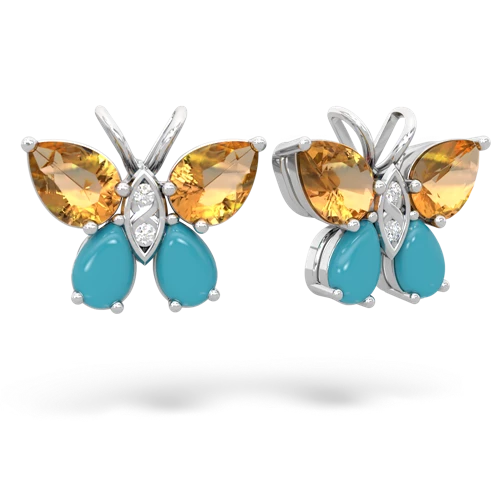 citrine-turquoise butterfly earrings
