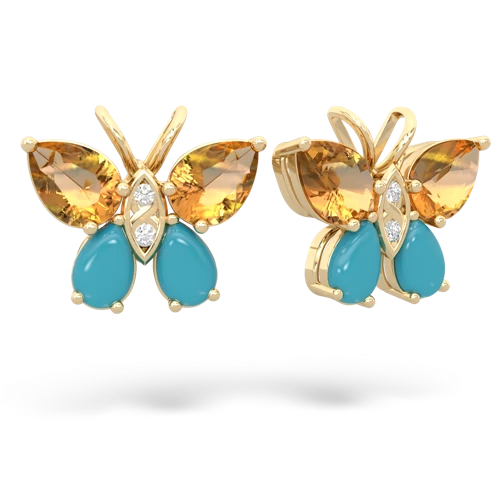 citrine-turquoise butterfly earrings