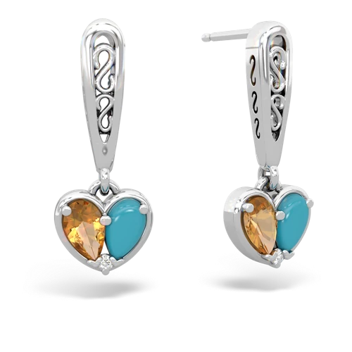 citrine-turquoise filligree earrings