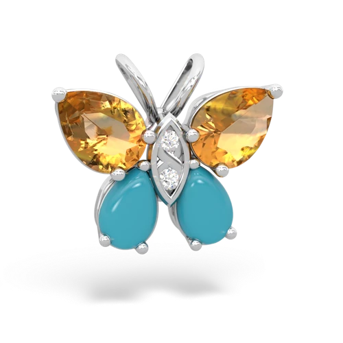 citrine-turquoise butterfly pendant