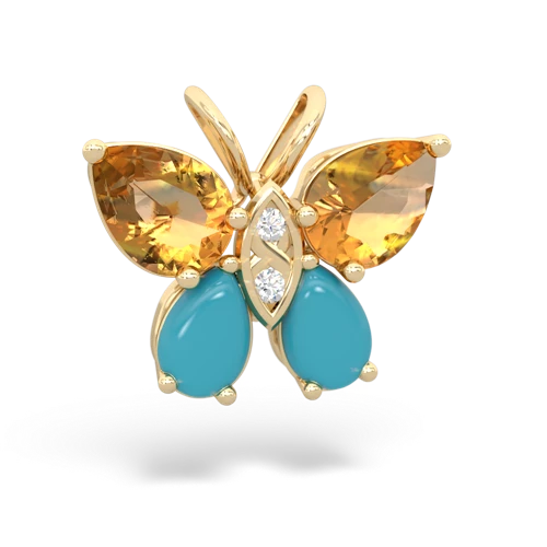 citrine-turquoise butterfly pendant