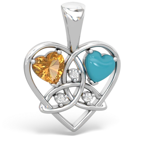 citrine-turquoise celtic heart pendant