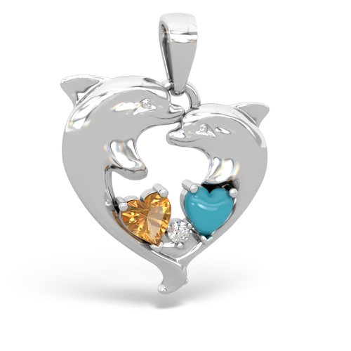 citrine-turquoise dolphins pendant