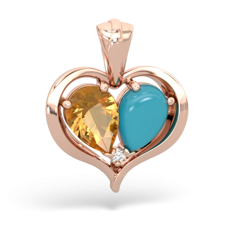 citrine-turquoise half heart whole pendant