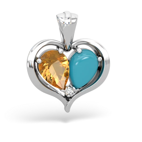 citrine-turquoise half heart whole pendant