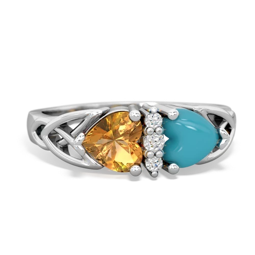 citrine-turquoise celtic ring