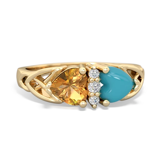 citrine-turquoise celtic ring