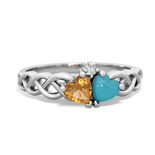 citrine-turquoise celtic braid ring