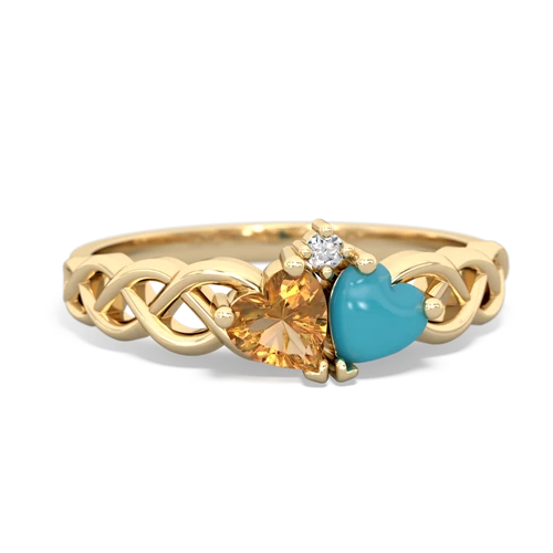 citrine-turquoise celtic braid ring