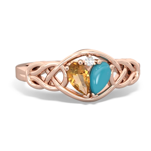 citrine-turquoise celtic knot ring