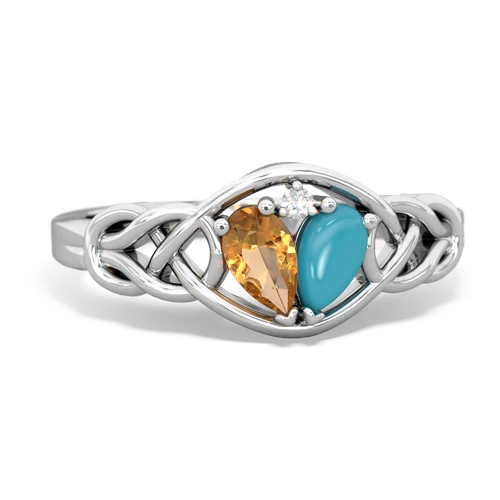 citrine-turquoise celtic knot ring