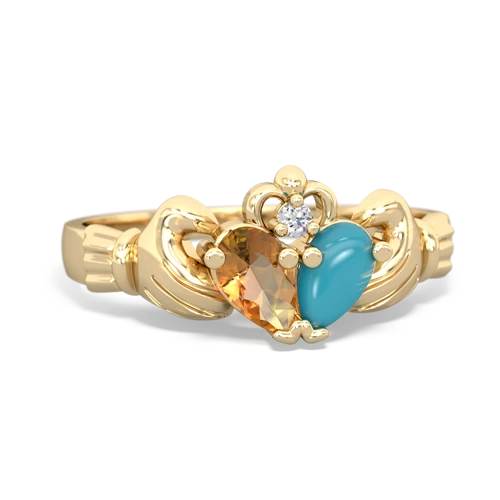 citrine-turquoise claddagh ring