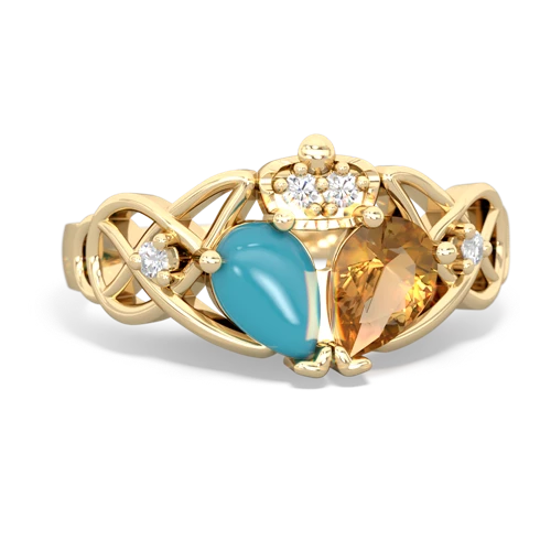 citrine-turquoise claddagh ring
