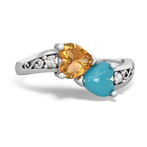 citrine-turquoise filligree ring