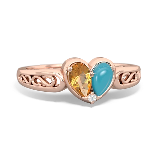 citrine-turquoise filligree ring