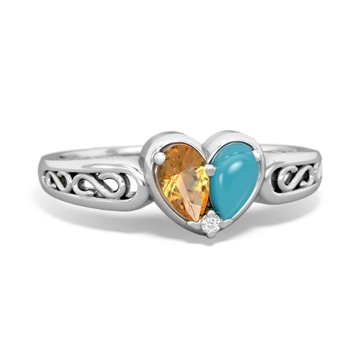 citrine-turquoise filligree ring