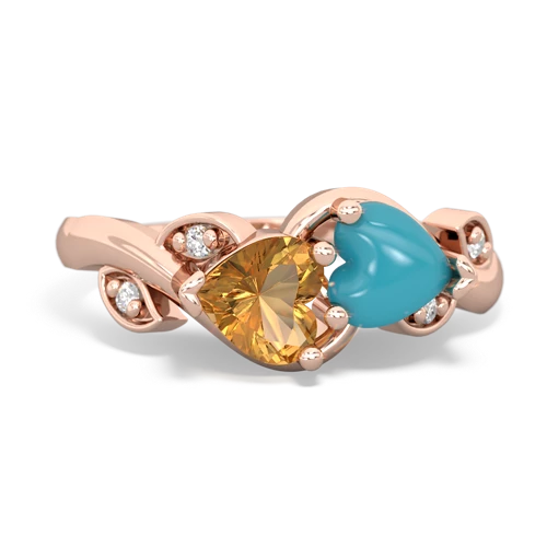 citrine-turquoise floral keepsake ring