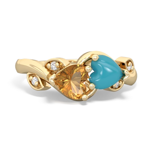 citrine-turquoise floral keepsake ring