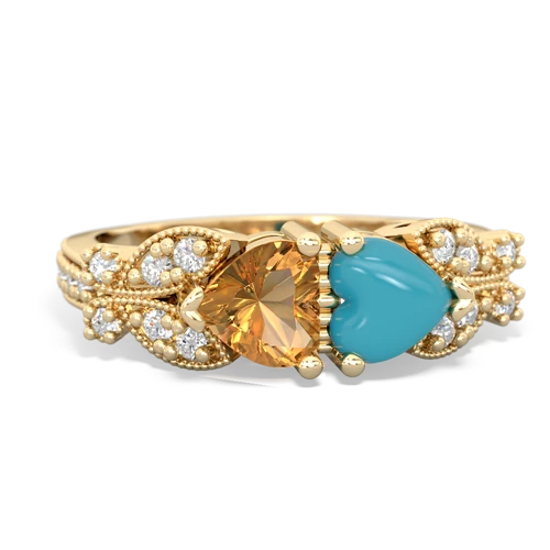 citrine-turquoise keepsake butterfly ring