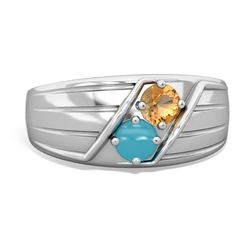 citrine-turquoise mens ring