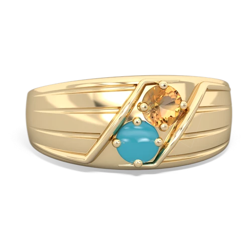 citrine-turquoise mens ring