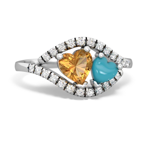 citrine-turquoise mother child ring