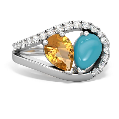 citrine-turquoise pave heart ring