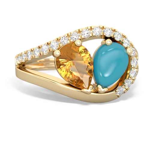 citrine-turquoise pave heart ring