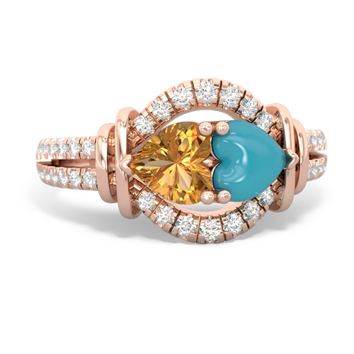 citrine-turquoise pave keepsake ring