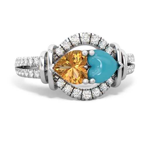 citrine-turquoise pave keepsake ring