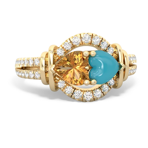 citrine-turquoise pave keepsake ring