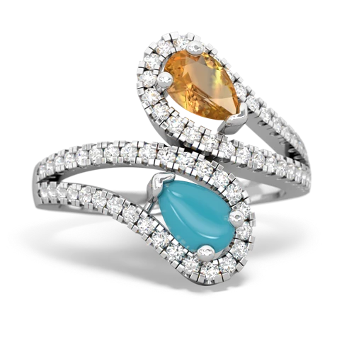 citrine-turquoise pave swirls ring