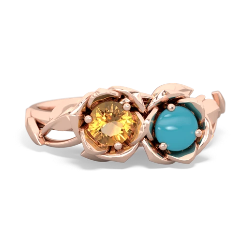 citrine-turquoise roses ring