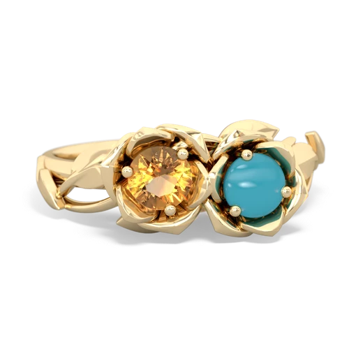 citrine-turquoise roses ring