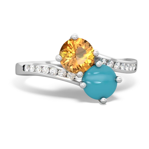 citrine-turquoise two stone channel ring