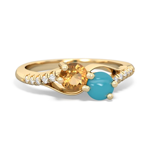citrine-turquoise two stone infinity ring