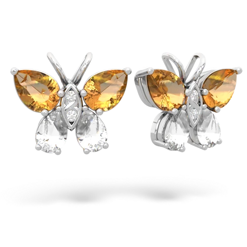 citrine-white topaz butterfly earrings