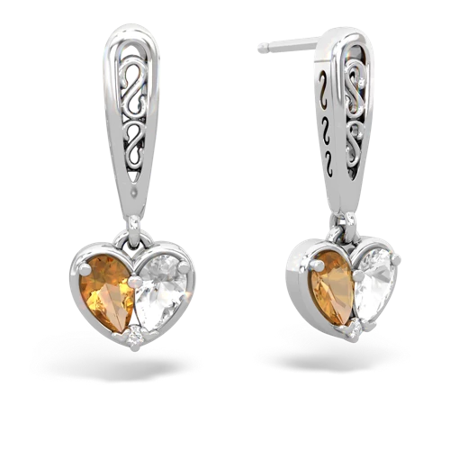 citrine-white topaz filligree earrings