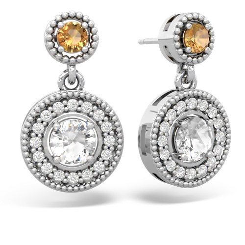 citrine-white topaz halo earrings