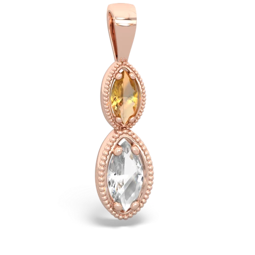 Citrine Genuine Citrine with Genuine White Topaz Antique-style Halo pendant Pendant