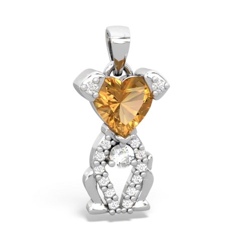 citrine-white topaz birthstone puppy pendant