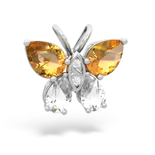 citrine-white topaz butterfly pendant