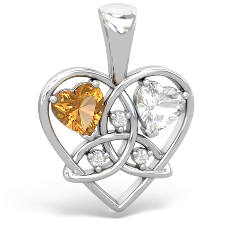 citrine-white topaz celtic heart pendant